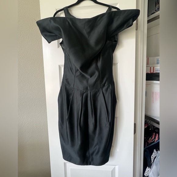 Vintage Victor Costa Dress Organza Off the Shoulder Sculpeted Low Back Size 6 - Picture 10 of 10